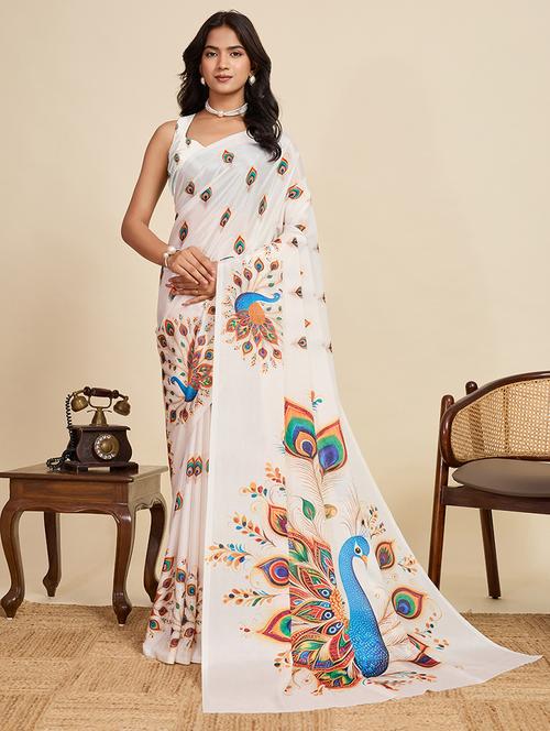 women printed casual wear saree with blouse - 22187822 - Very Small Image - 1