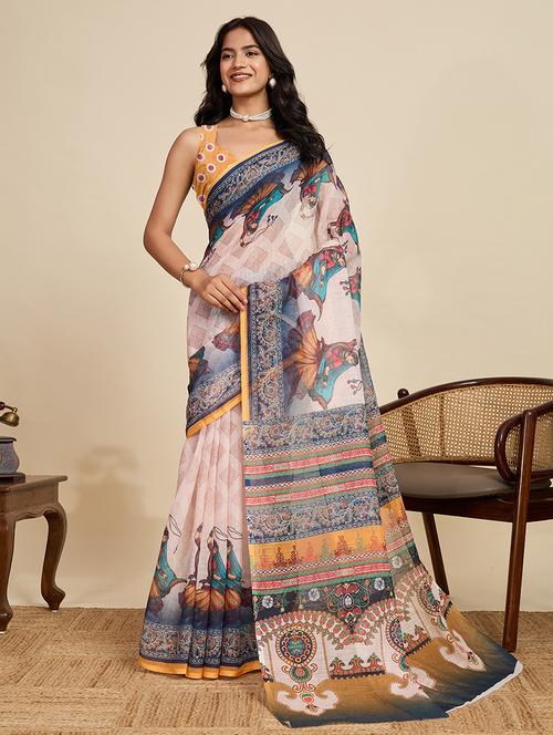 women printed casual wear saree with blouse - 22187841 - Very Small Image - 1