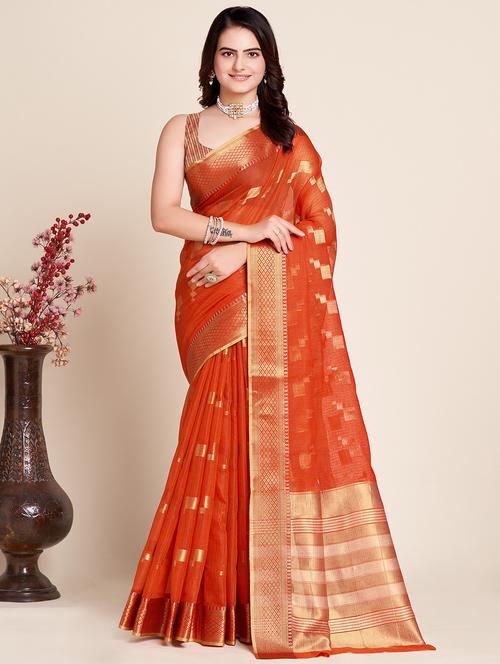 women self design bordered saree with blouse - 22187915 - Very Small Image - 1