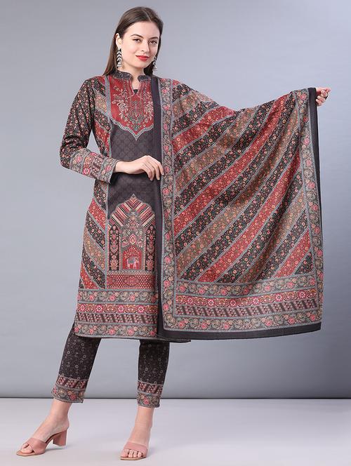 women printed long sleeve kurta pant with dupatta set - 22215825 - Very Small Image - 1