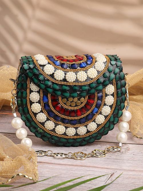 embellished green metal clutch - 22220150 - Very Small Image - 1