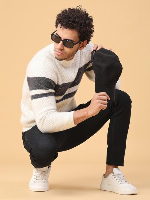 men self design long sleeve regular fit pullover  - 22223105 - Very Small Image - 1