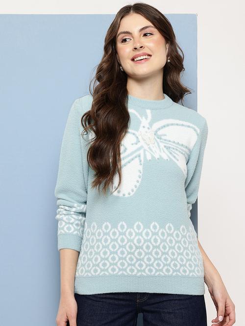 women self design long sleeve pullover - 22227148 - Very Small Image - 1