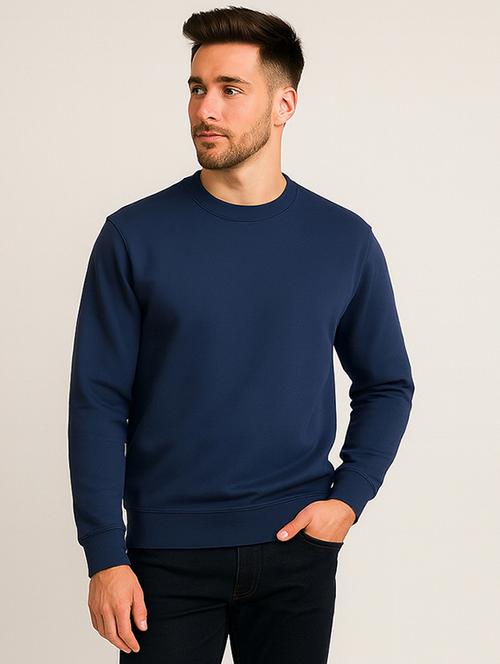navy blue fleece plain sweatshirt - 22227202 - Very Small Image - 1