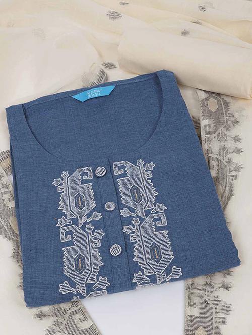 women solid with work embroidered unstitched suit set - 22228837 - Very Small Image - 1