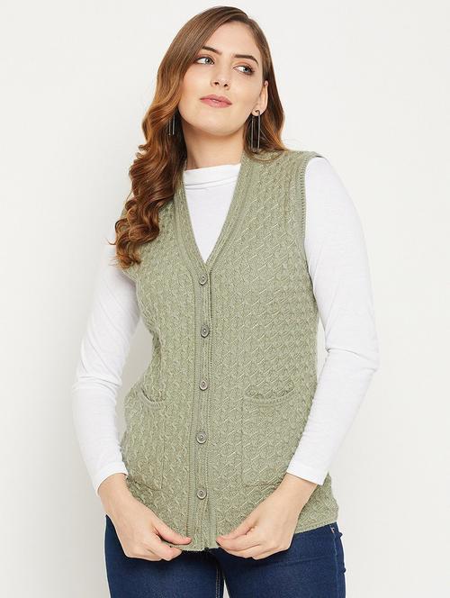 women self designed sleeveless cardigan - 22229367 - Very Small Image - 1