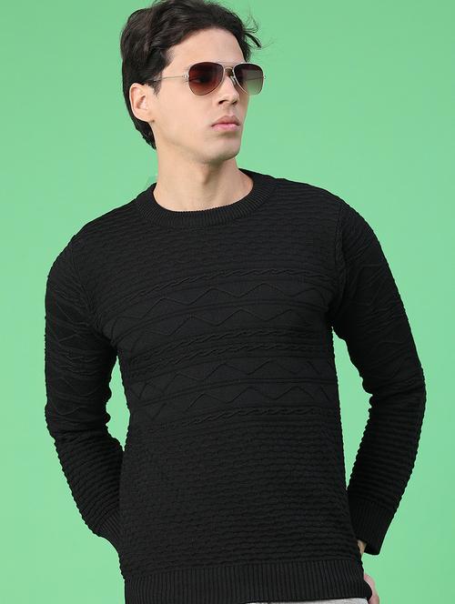 men self design long sleeve regular fit pullover  - 22230029 - Very Small Image - 1