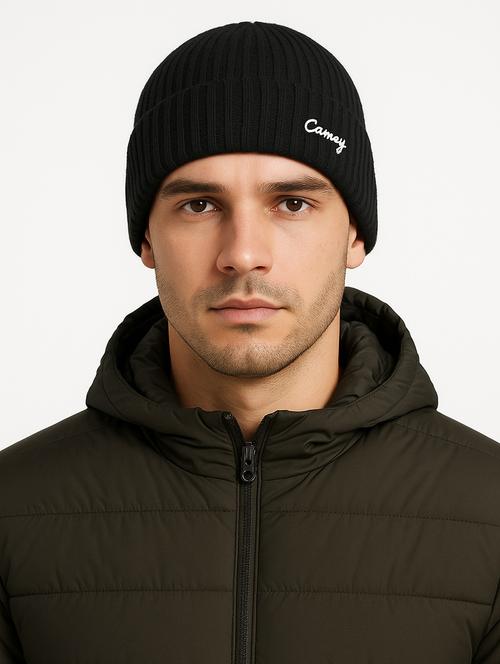 men solid ribbed knit winter beanie cap - 22240401 - Very Small Image - 1