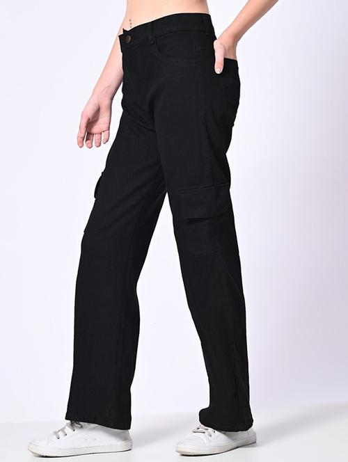 women solid high rise denim cargo - 22241512 - Very Small Image - 1