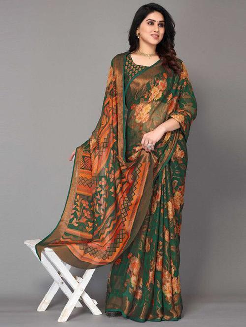 women floral printed saree with blouse - 22243512 - Very Small Image - 1