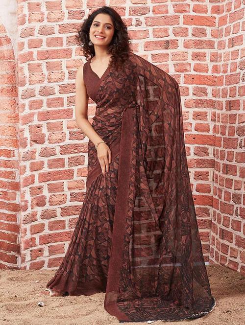 women printed casual wear saree - 22243573 - Very Small Image - 1