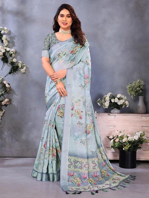women floral assam silk saree with blouse - 22243605 - Very Small Image - 1