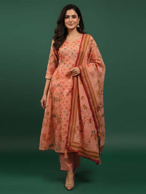 women floral three quarter sleeve kurta pant with dupatta set - 22258855 - Very Small Image - 1