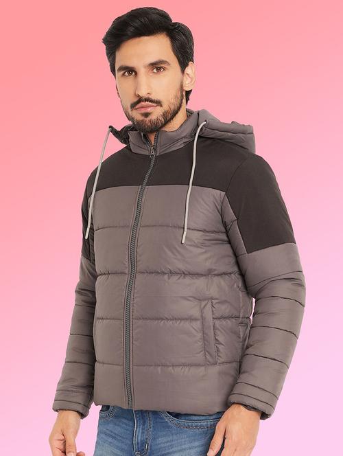 men color block long sleeve puffer jacket - 22263587 - Very Small Image - 1