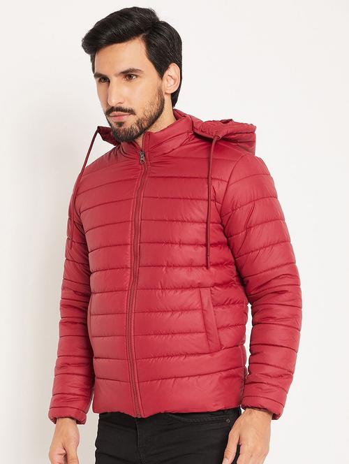 men solid long sleeve hooded puffer jacket - 22263604 - Very Small Image - 1