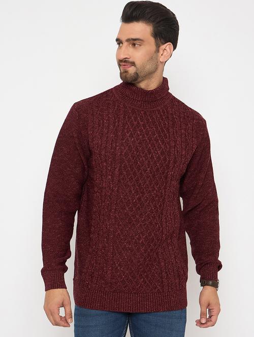 men self designed long sleeve high neck pullover - 22264473 - Very Small Image - 1