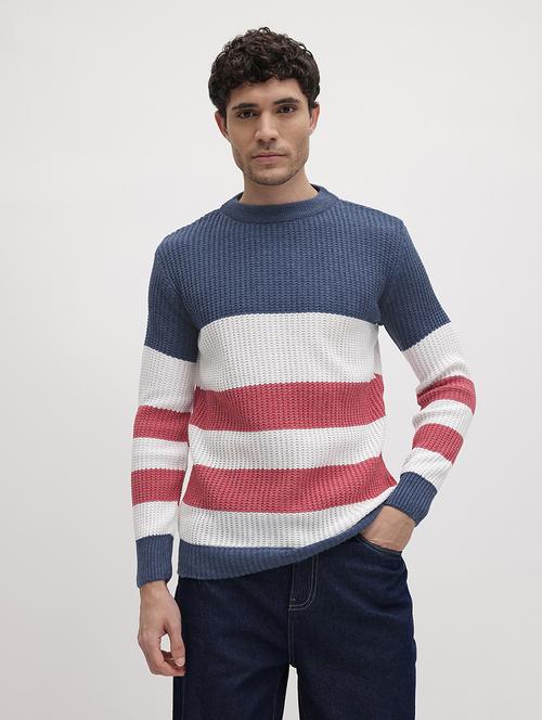 men color block long sleeve regular fit pullover - 22265790 - Very Small Image - 1