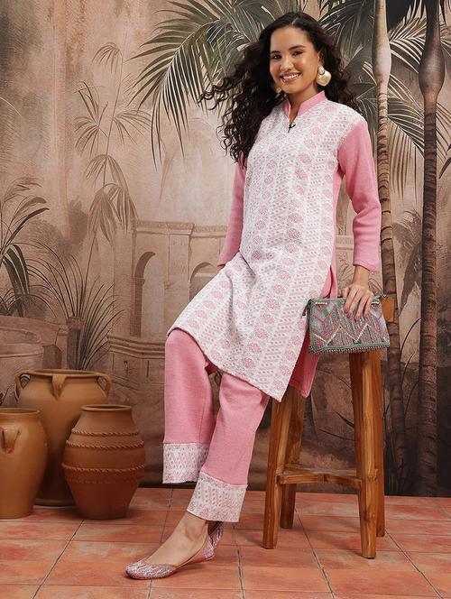 women self design long sleeve kurta pant set - 22265805 - Very Small Image - 1