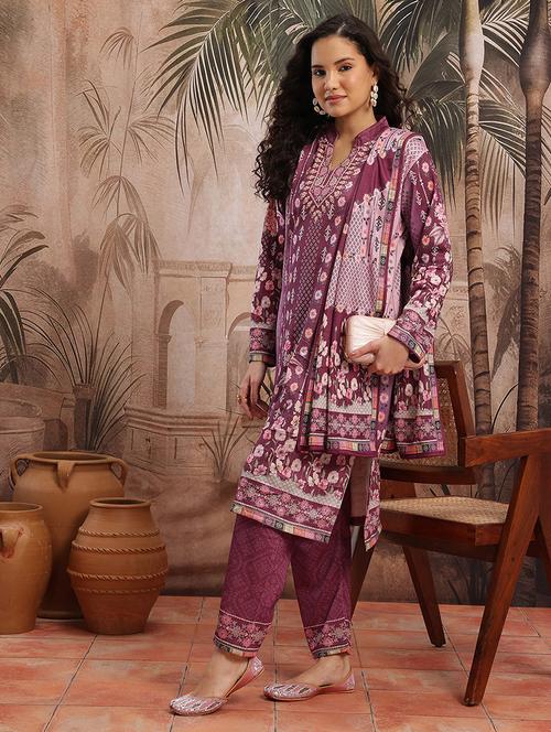 women printed long sleeve kurta pant with dupatta set - 22265809 - Very Small Image - 1