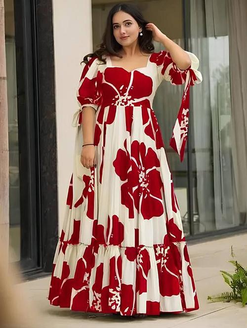 women floral print puff sleeve tiered dress - 22267992 - Very Small Image - 1