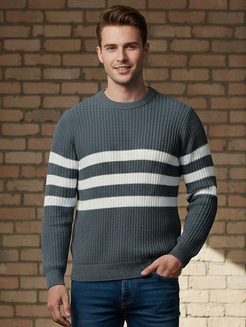 men striped long sleeve regular fit pullover  - 22278310 - Very Small Image - 1