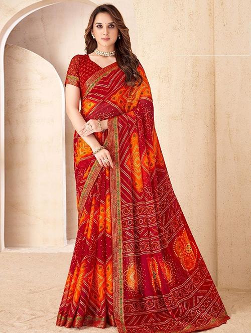 women printed casual wear saree with blouse - 22279102 - Very Small Image - 1