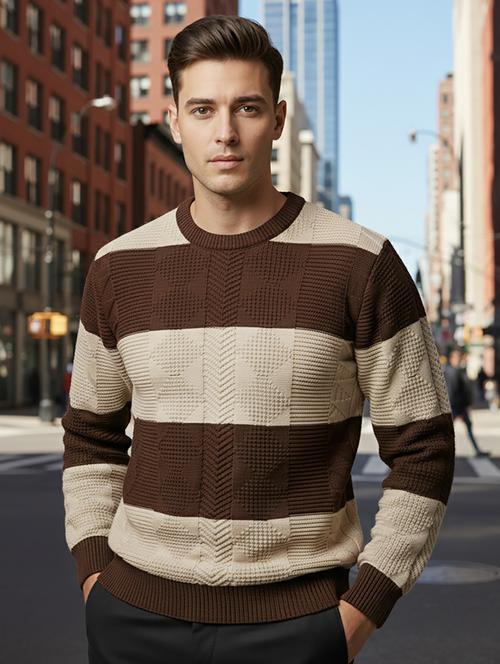 men color block long sleeve regular fit pullover  - 22279171 - Very Small Image - 1