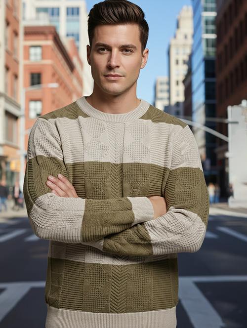 men color block long sleeve regular fit pullover  - 22279173 - Very Small Image - 1