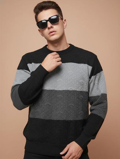 men color block long sleeve regular fit pullover  - 22279193 - Very Small Image - 1