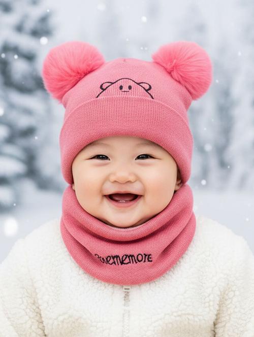 kids woolen cap with neck scarf set - 22281141 - Very Small Image - 1