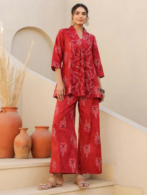 women printed top and trouser co-ord set - 22282007 - Very Small Image - 1