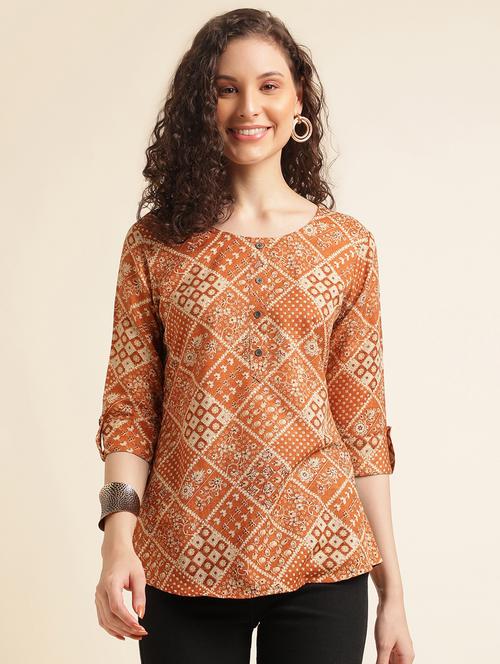 women printed three quartre sleeve kurti - 22282098 - Very Small Image - 1