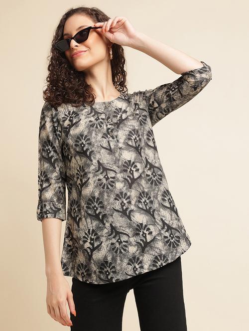 women printed three quartre sleeve kurti - 22282099 - Very Small Image - 1
