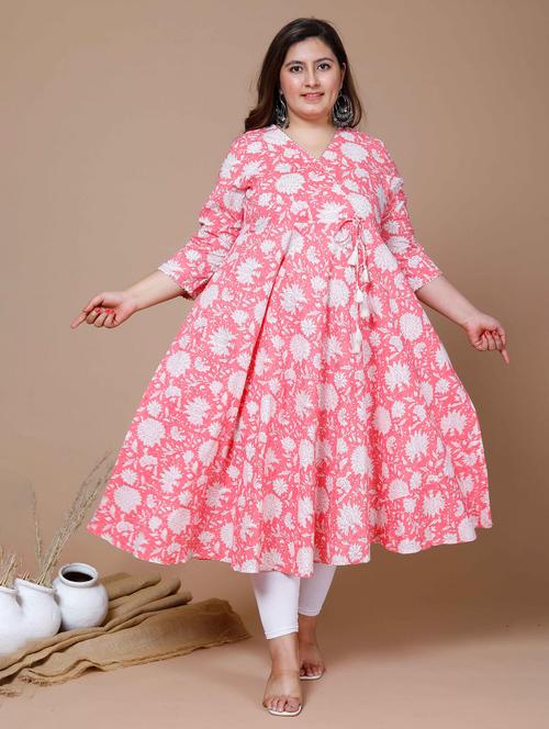 women printed three quarter sleeve anarkali kurta - 22285541 - Very Small Image - 1