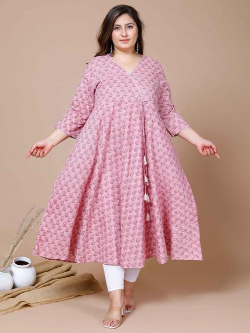 women printed three quarter sleeve anarkali kurta - 22285542 - Very Small Image - 1