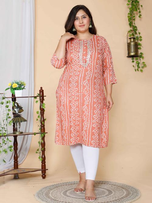 women printed three quarter sleeve straight kurta - 22285564 - Very Small Image - 1