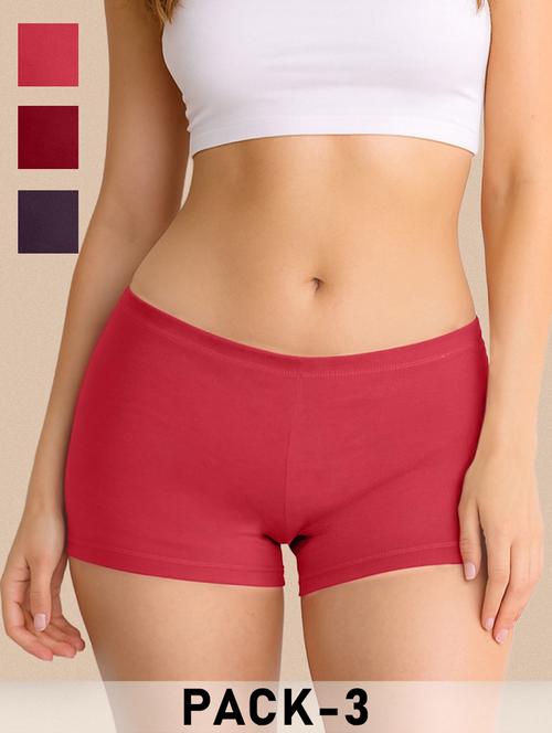 women pack of 3 solid boy shorts panty - 22287694 - Very Small Image - 1