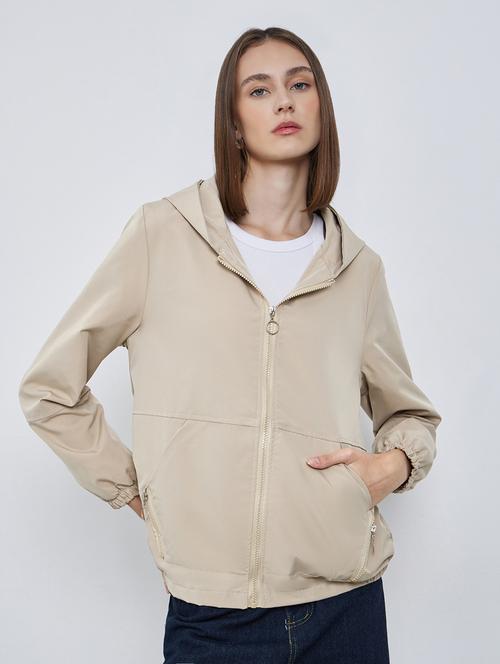 women solid long sleeve hooded oversized jacket - 22287897 - Very Small Image - 1