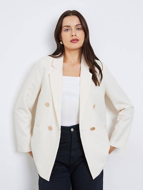 women solid lapel neck long sleeve blazer - 22287977 - Very Small Image - 1