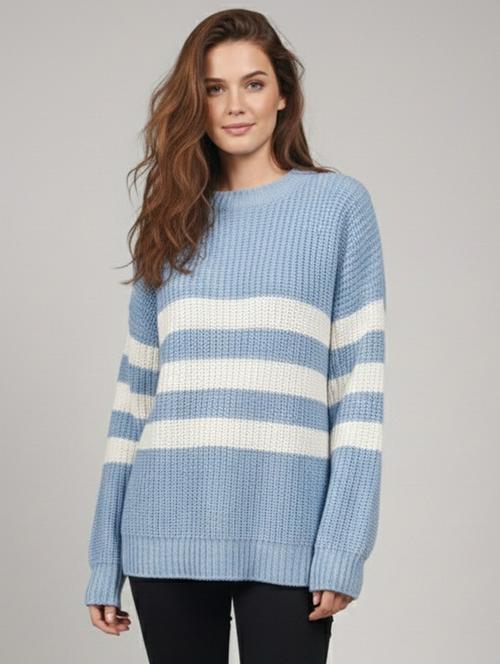 women striped long sleeve oversized pullover - 22289313 - Very Small Image - 1
