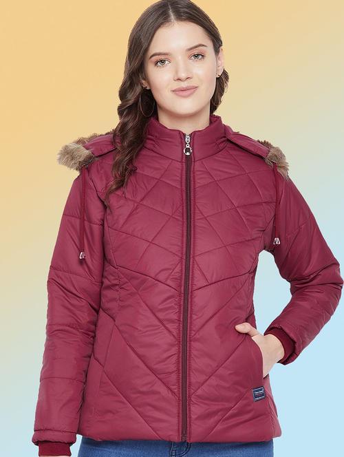 women solid long sleeve hooded quilted jacket - 22291336 - Very Small Image - 1