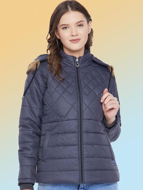 women solid long sleeve hooded quilted jacket - 22291345 - Very Small Image - 1