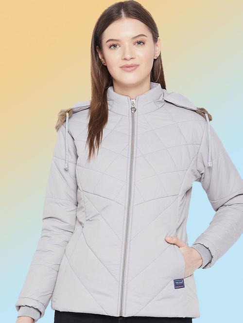women solid long sleeve hooded quilted jacket - 22291364 - Very Small Image - 1