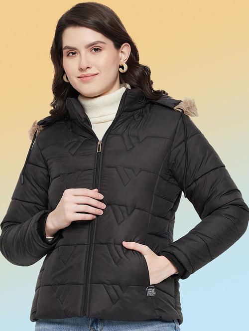 women solid long sleeve hooded quilted jacket - 22291383 - Very Small Image - 1