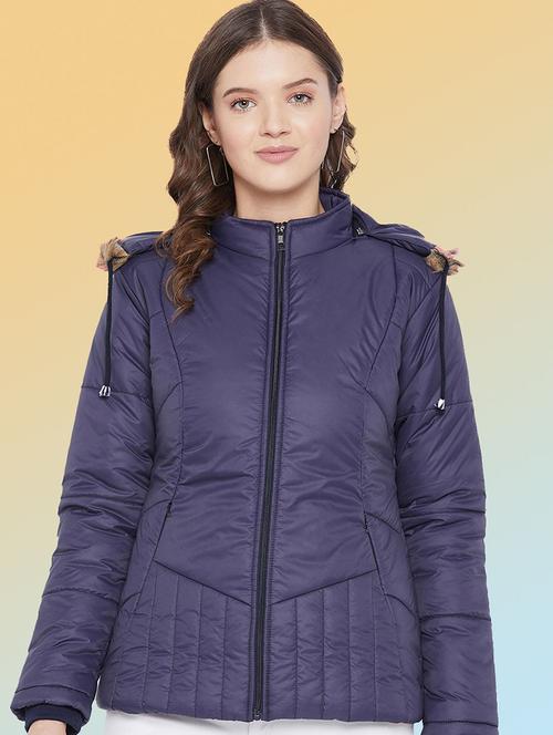 women solid long sleeve hooded quilted jacket - 22291385 - Very Small Image - 1