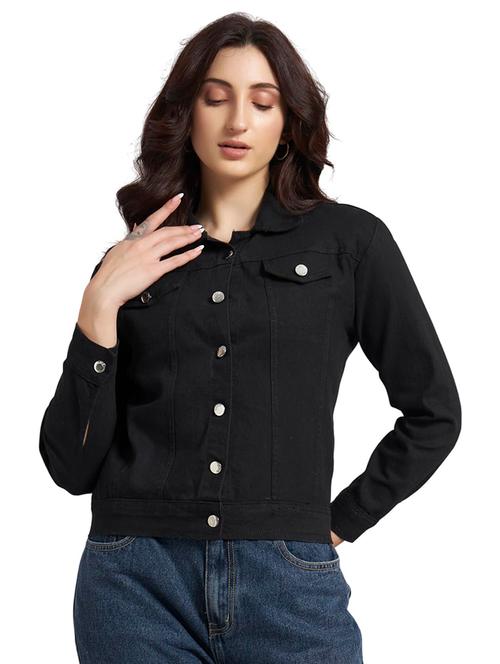 Women Solid Long Sleeve Denim Jacket - 22292297 - Very Small Image - 1