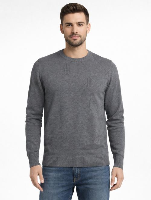 Men Self Design Long Sleeve Regular Fit Pullover - 22296284 - Very Small Image - 1