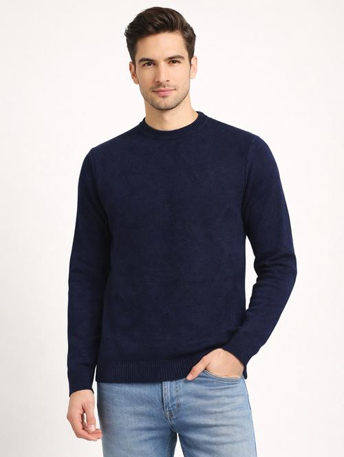 Men Self Design Long Sleeve Regular Fit Pullover - 22296288 - Very Small Image - 1