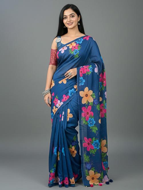 women printed casual wear saree with blouse - 22305968 - Very Small Image - 1