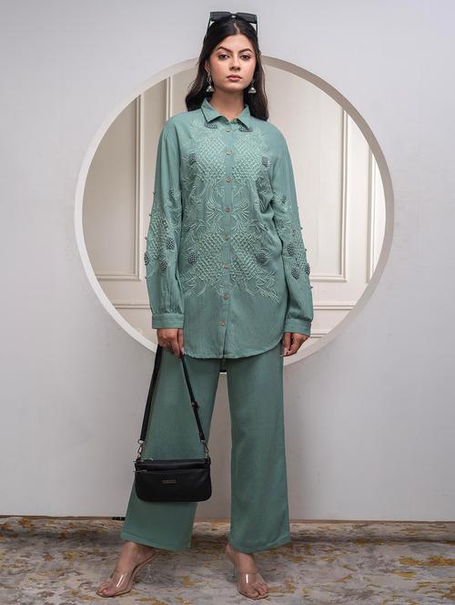 women green kurta pant set - 22316867 - Very Small Image - 1